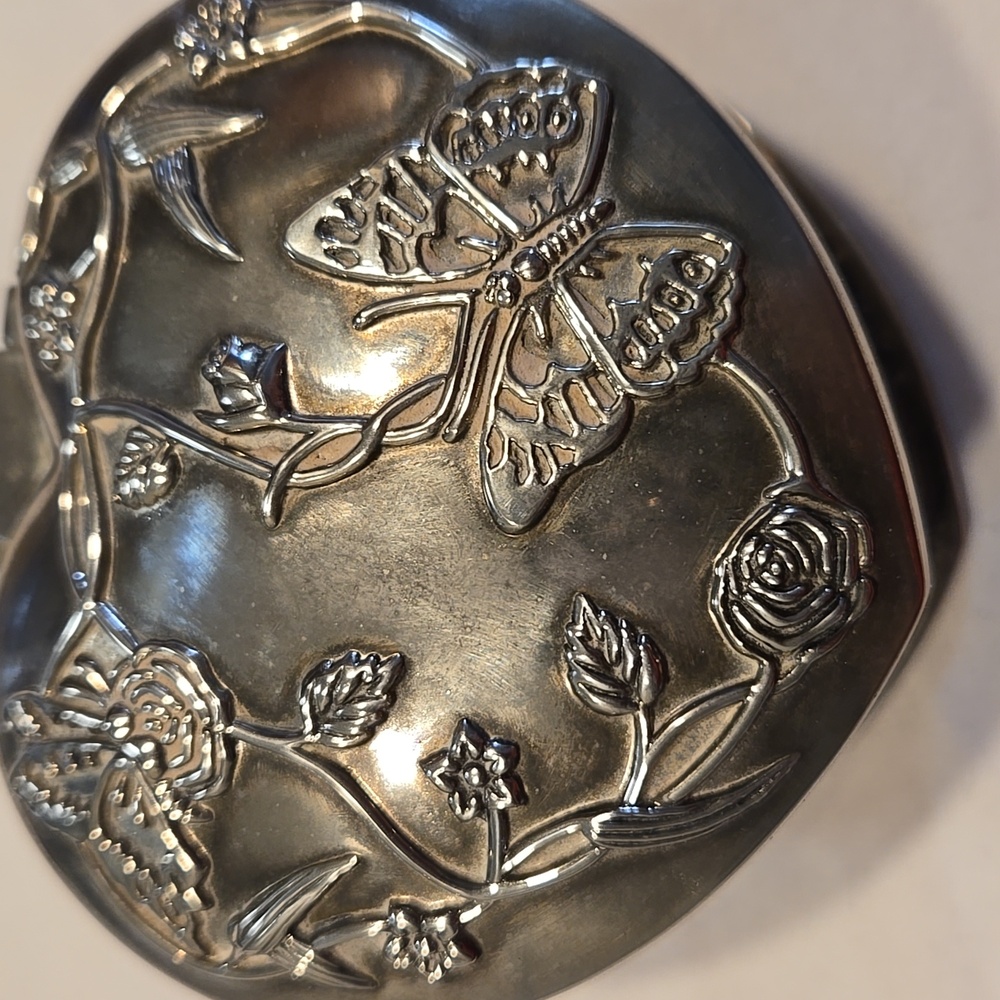 Vintage Silver Plated Heart jewelry box trinket holder - Picture 6 of 8